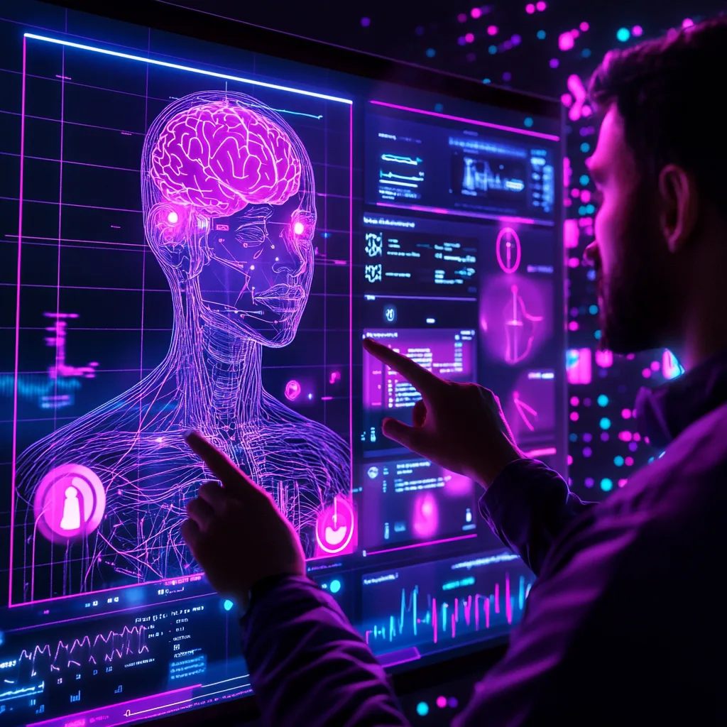 Robotic hand holding a glowing brain